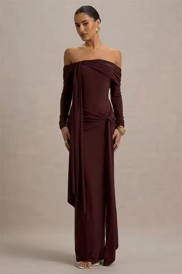 Off-shoulder Long Sleeve Sexy Maxi Dress