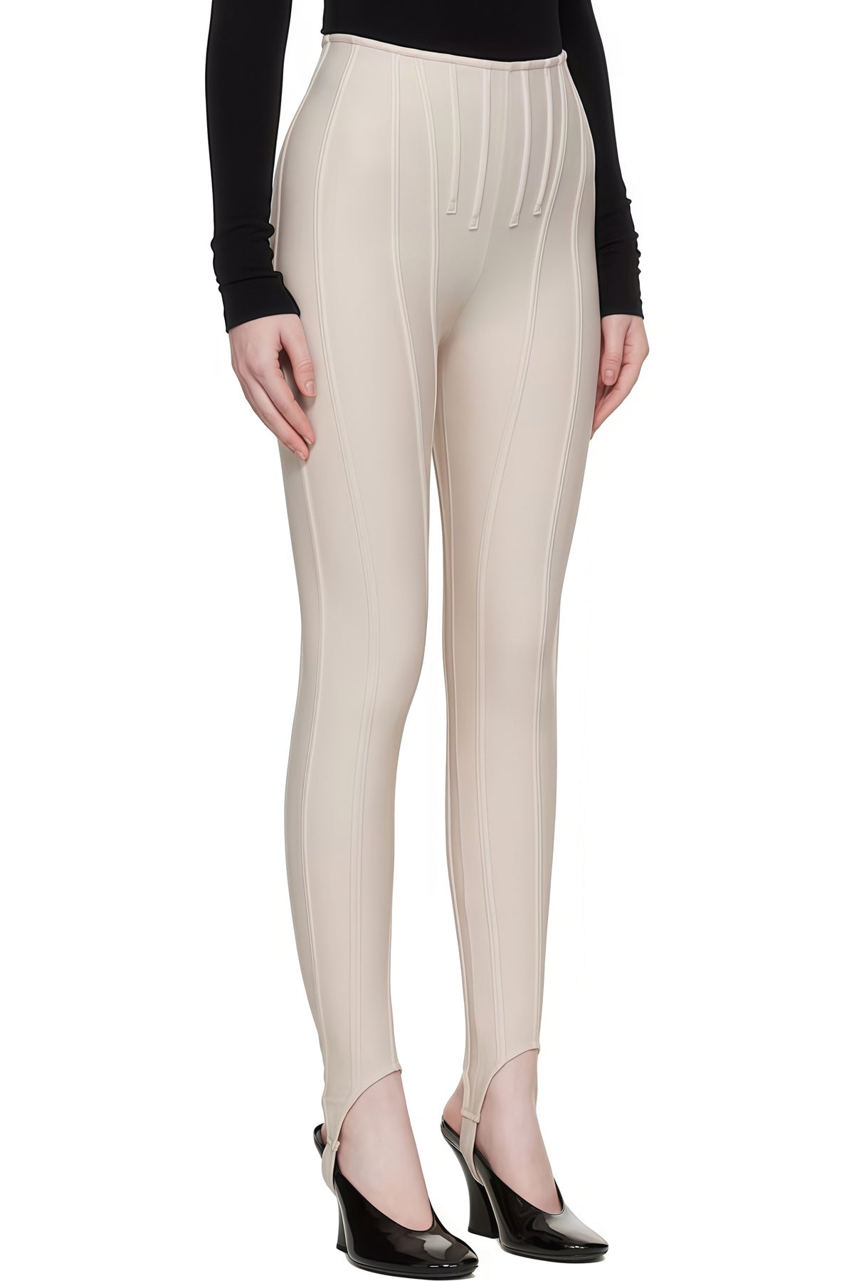 Neutral Decorative Stitching Leggings