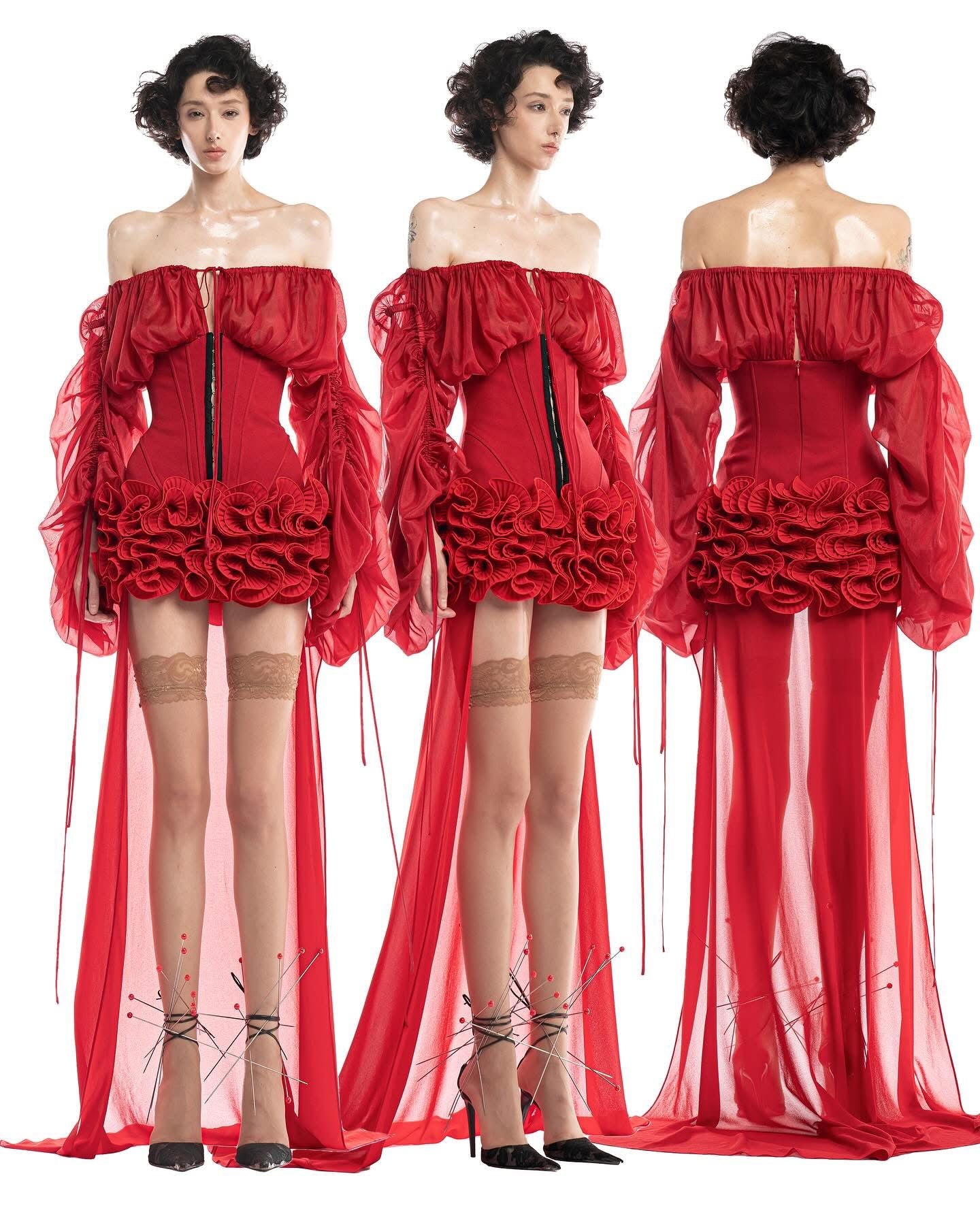 Solid Spliced Appliques Slimming Dress