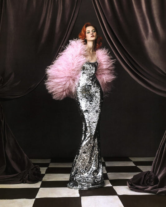 Silver Sequin Spaghetti Straps Evening Long Dress