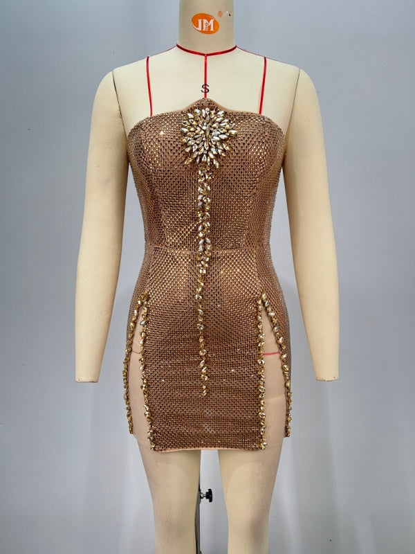 Sparkly Beaded Crystal Evening Dress