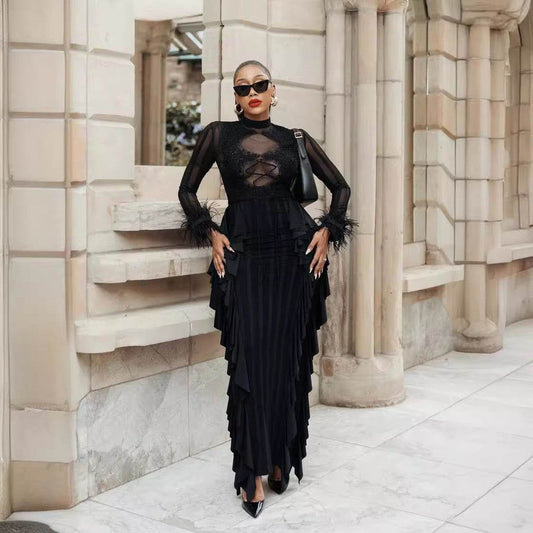 Kim feather maxi dress - REBECATHELABEL