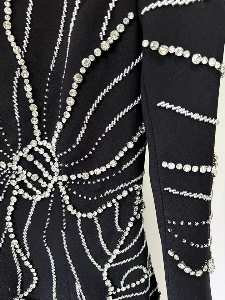 Diamonds Beaded Crystal Long Maxi Dress