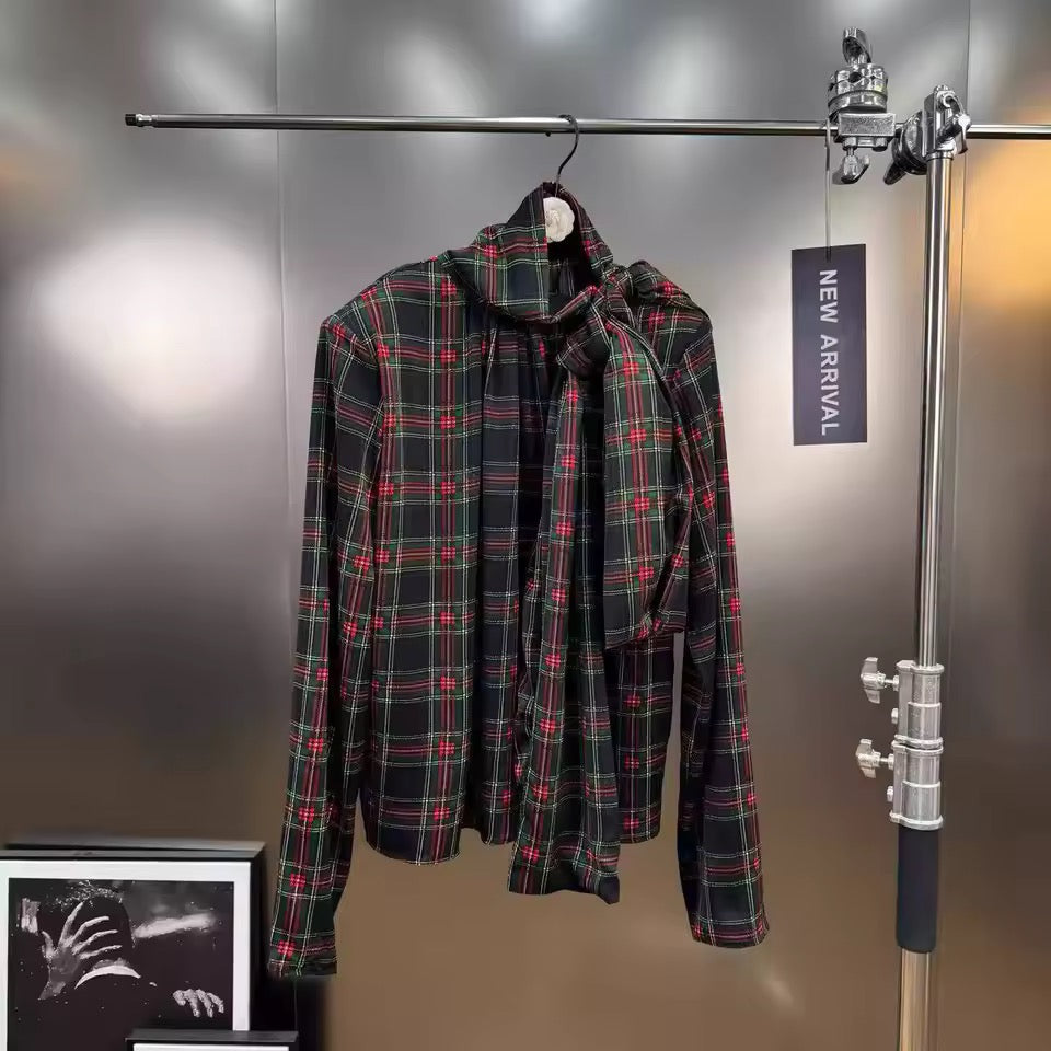 Tartan Plaid Scarf Shorts Set