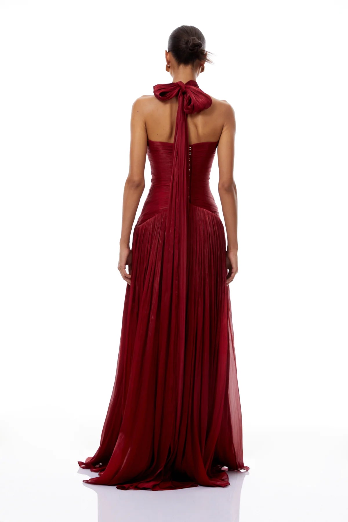 Red Gathered Maxi Dress