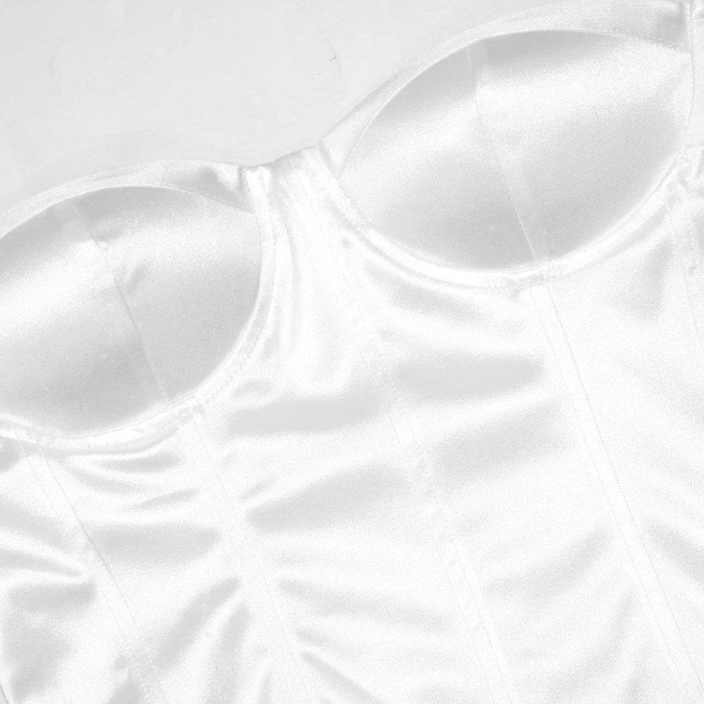 Satin Fabric Patchwork Tulle Swing Dress - REBECATHELABEL