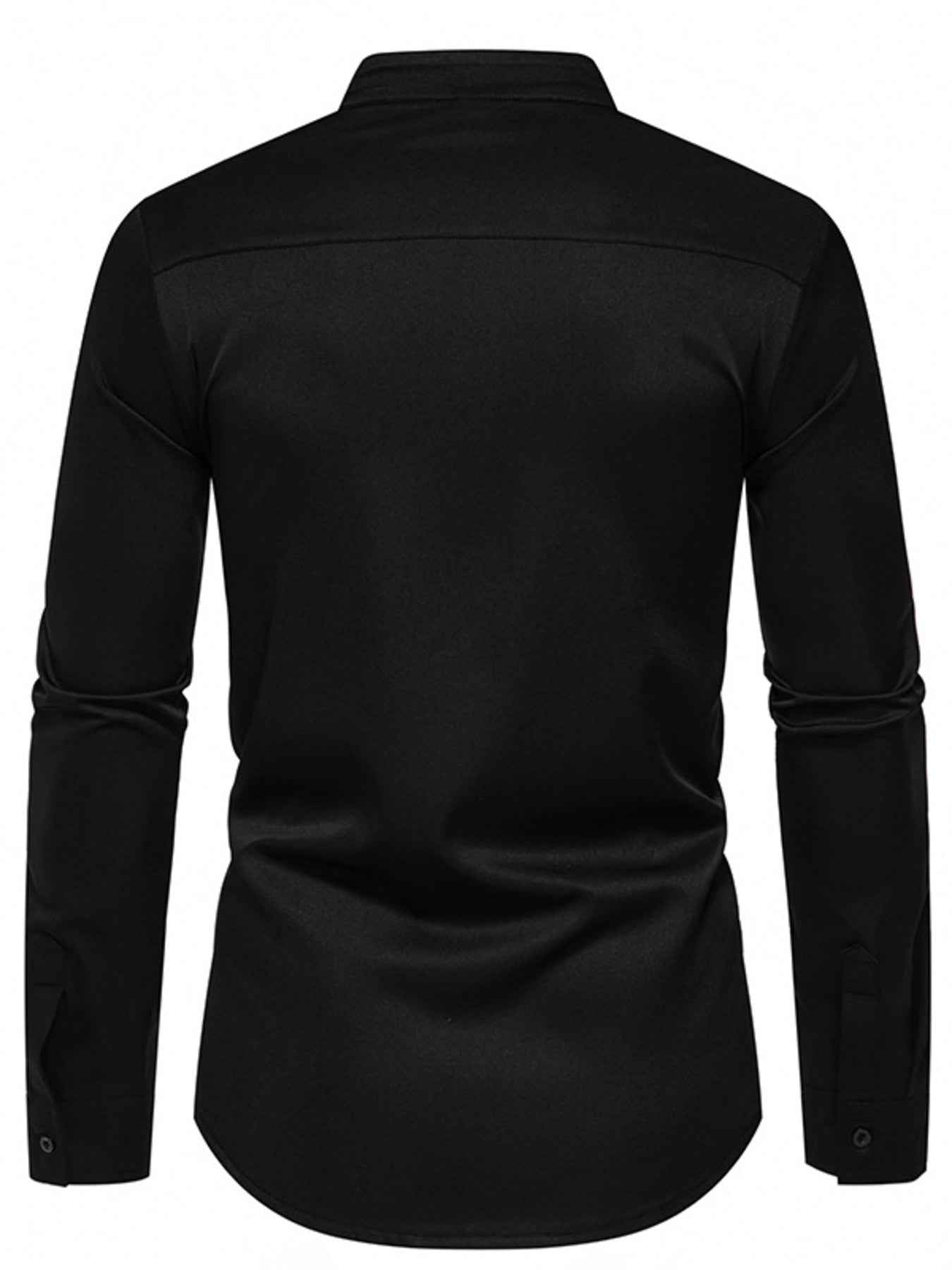 Men's Geometric Print Asymmetrical Button Shirt