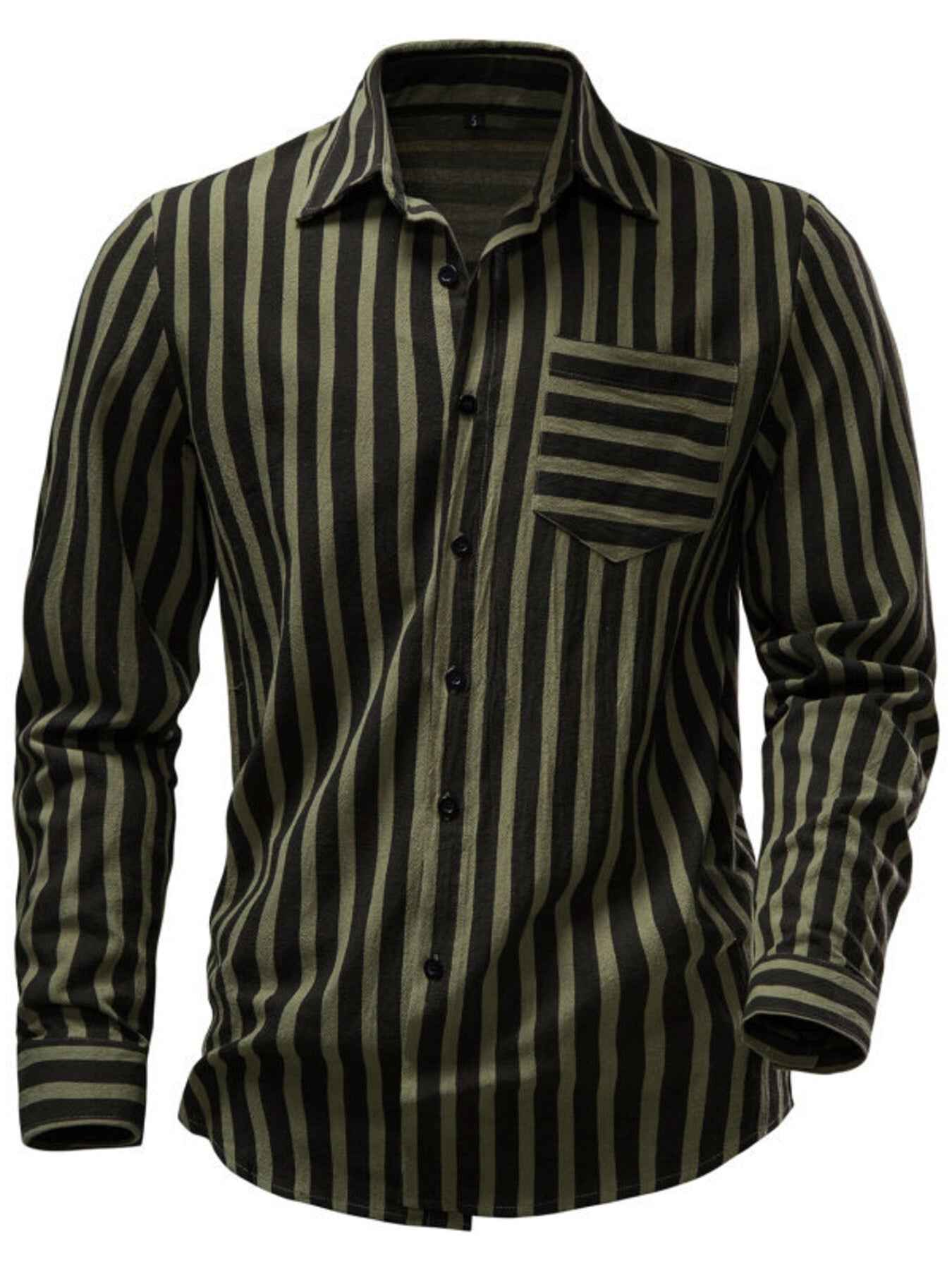 Men's Striped Casual Long Sleeve Shirt