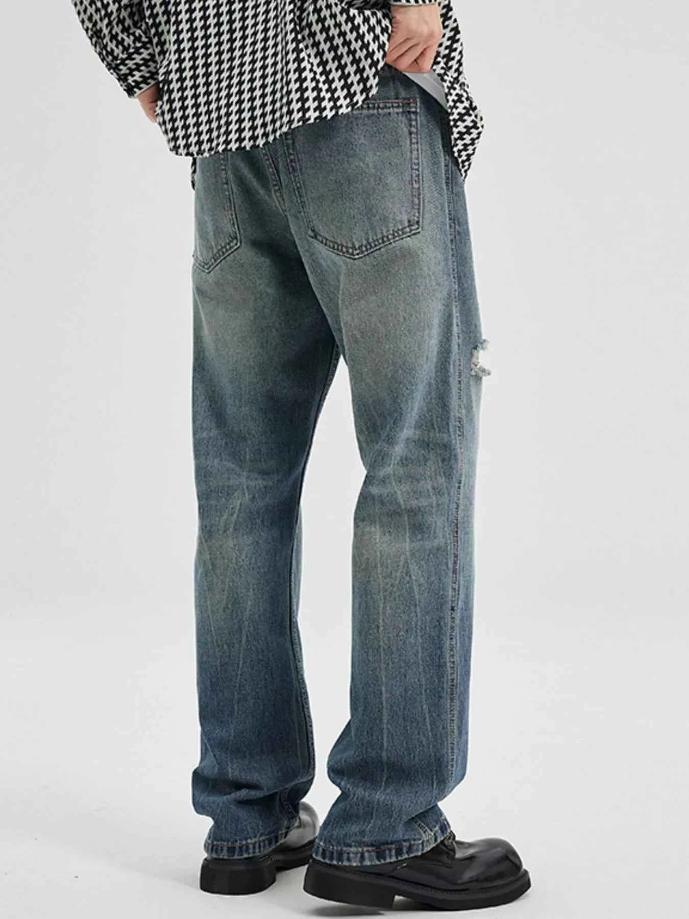 Men's Washed Ripped Bootcut Jeans