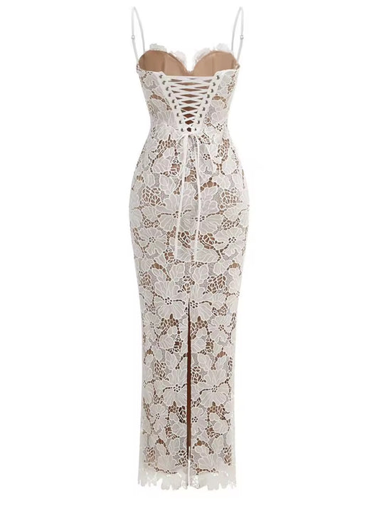 Spaghetti Strap Lace Long Dress