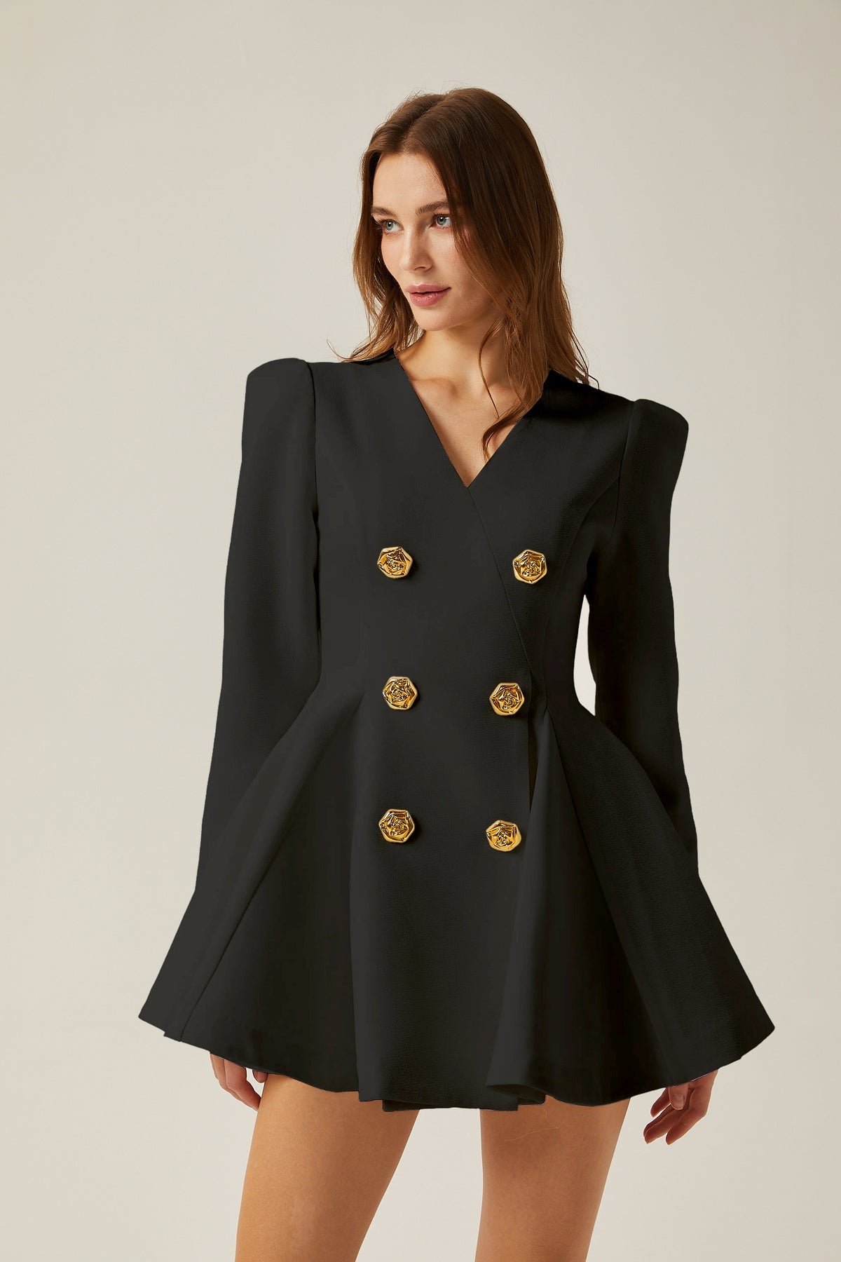 peplum-hem blazer dress in Black