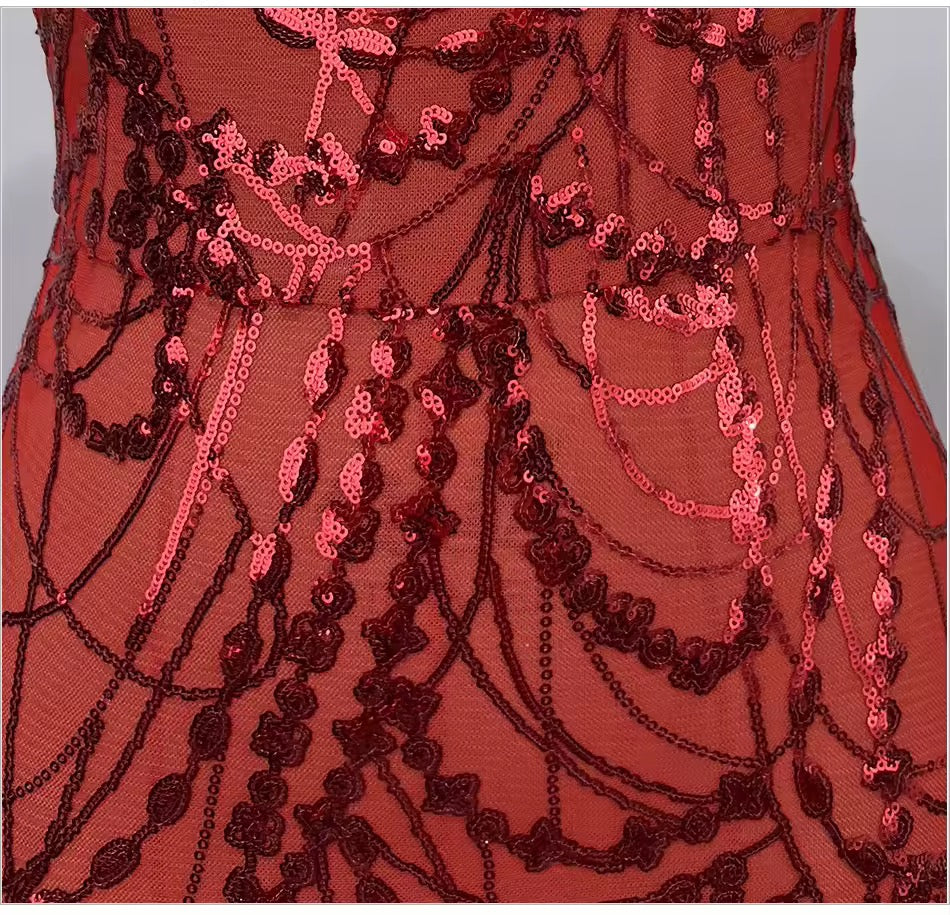 Chest Wrapped Sequins Slim Hip Skirt Dress