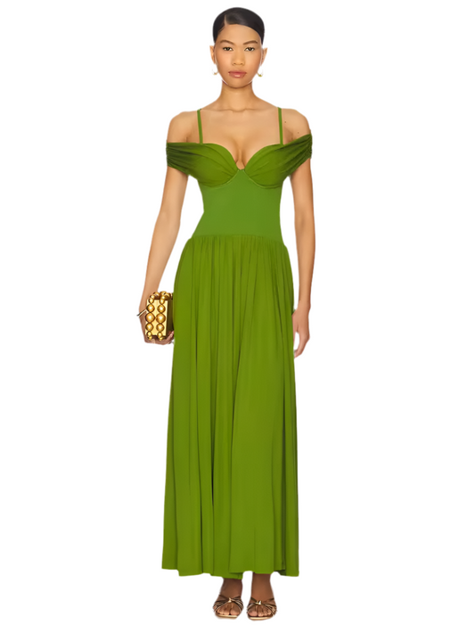 Off Shoulder Spaghetti Strap  Long Dress