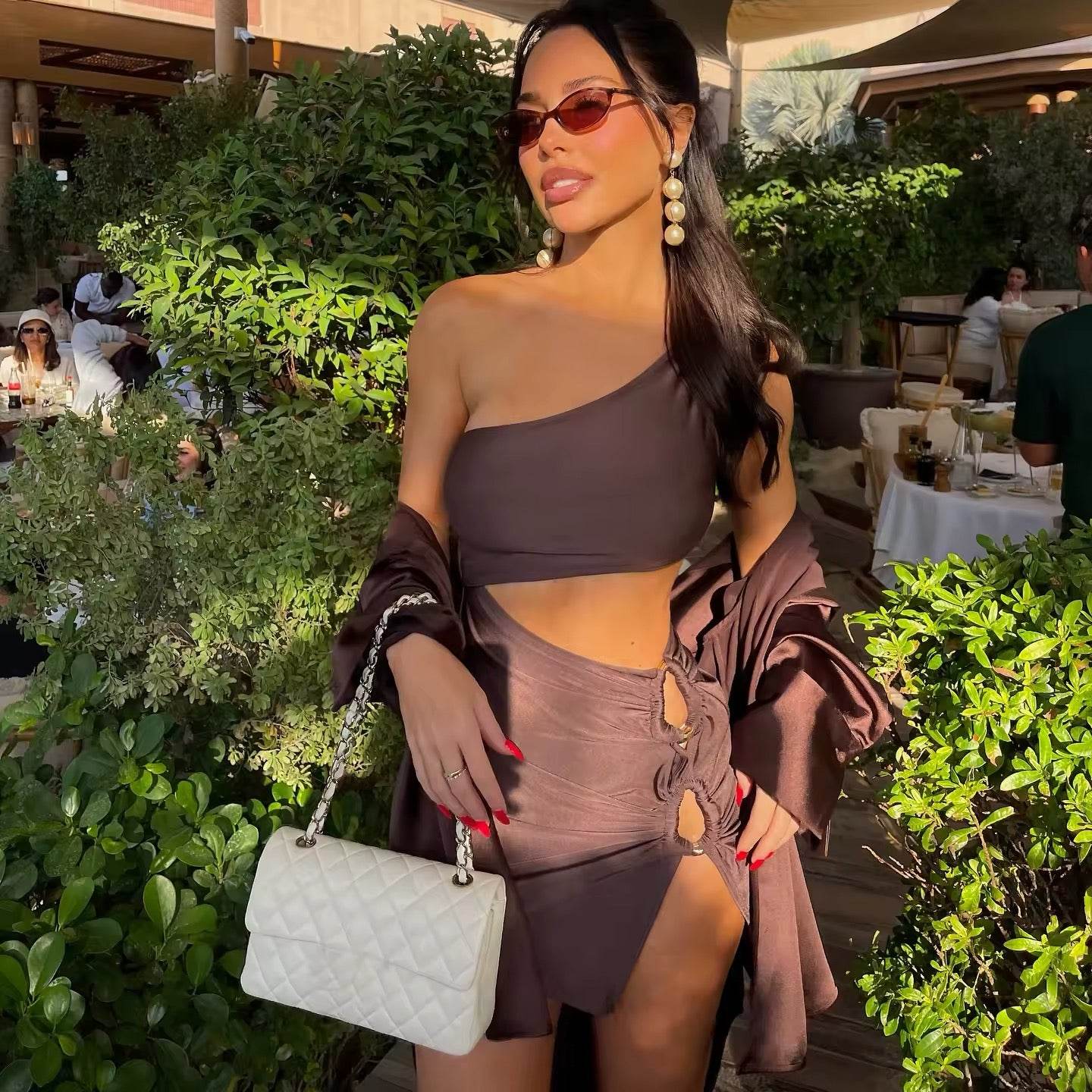 2Pcs One Shoulder Swimsuit Mini Skirt - REBECATHELABEL