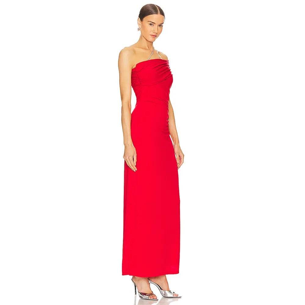 One Shoulder Tight Asymmetric Wrinkle Maxi Bandage Dress - REBECATHELABEL