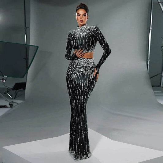 Shining Diamond Tight Two Piece skirt set - REBECATHELABEL