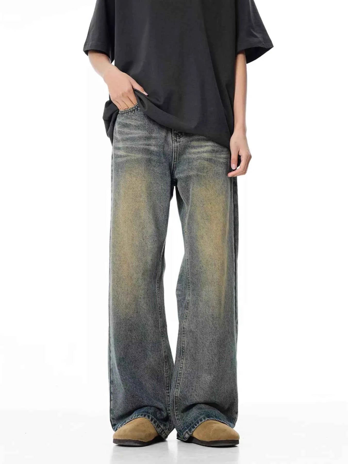 Men's Full Size Vintage Wash Wide Leg Jeans Plus Size