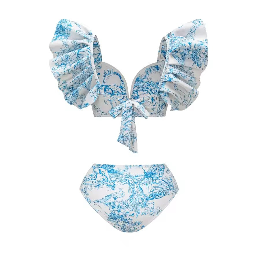 Ruy Print Net Yarn Splicing Bikini