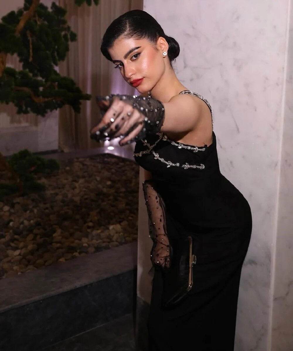 Sparkling Diamond Sheer Ruffled Bandage Long Dress - REBECATHELABEL