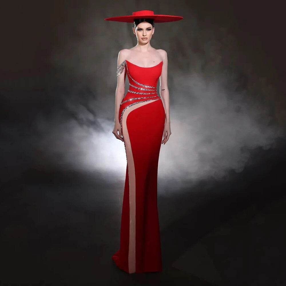 Sleeveless Diamond Mesh Mermaid Maxi Long Bodycon Bandage dress - REBECATHELABEL