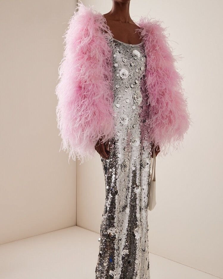 Silver Sequin Spaghetti Straps Evening Long Dress