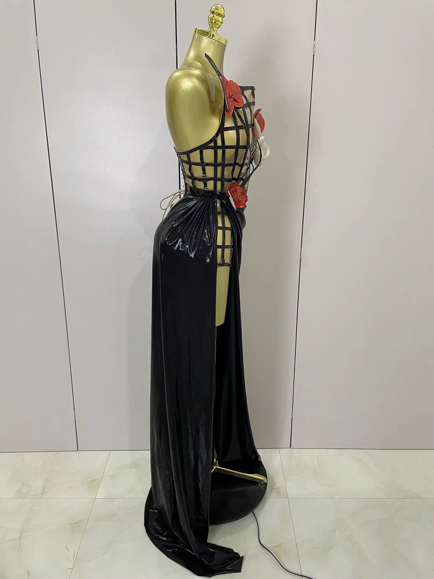 Mesh See Through Top Skirt Gloves Set