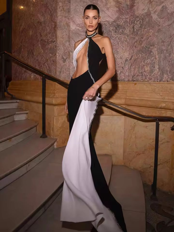 Diamond Patchwork Long Party Dress