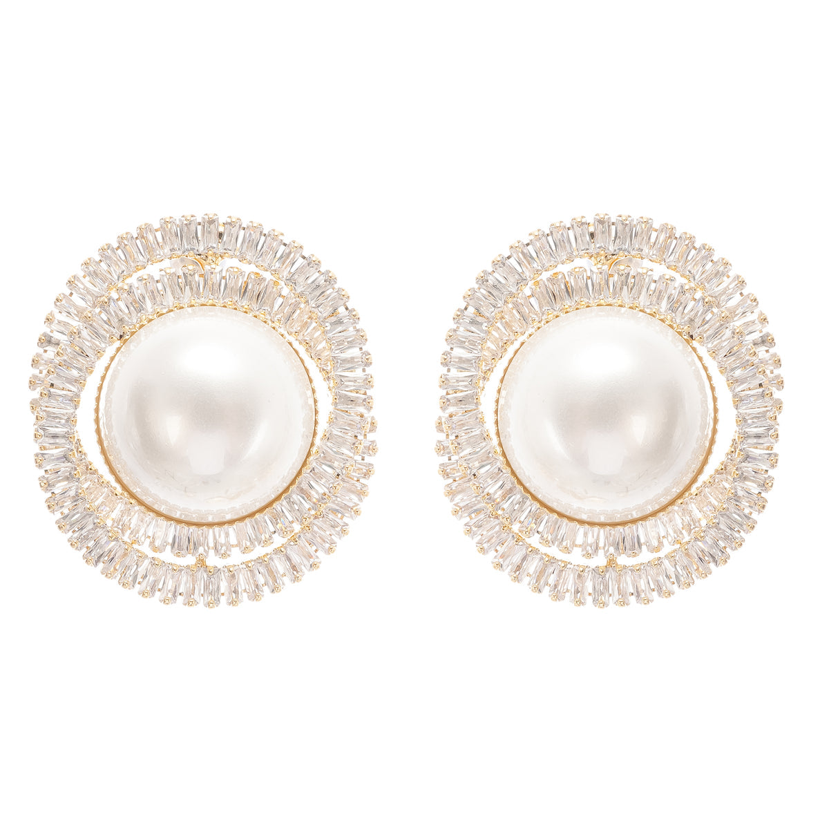 crystal faux-pearl earrings