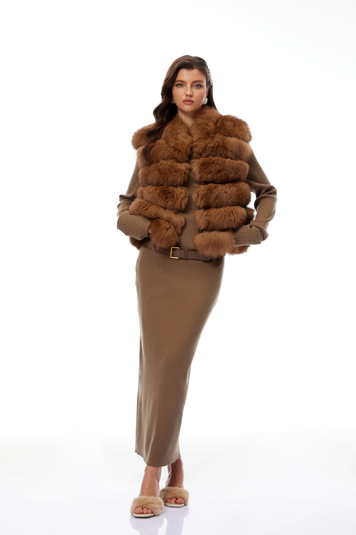 Brown Layered Fur Gilet