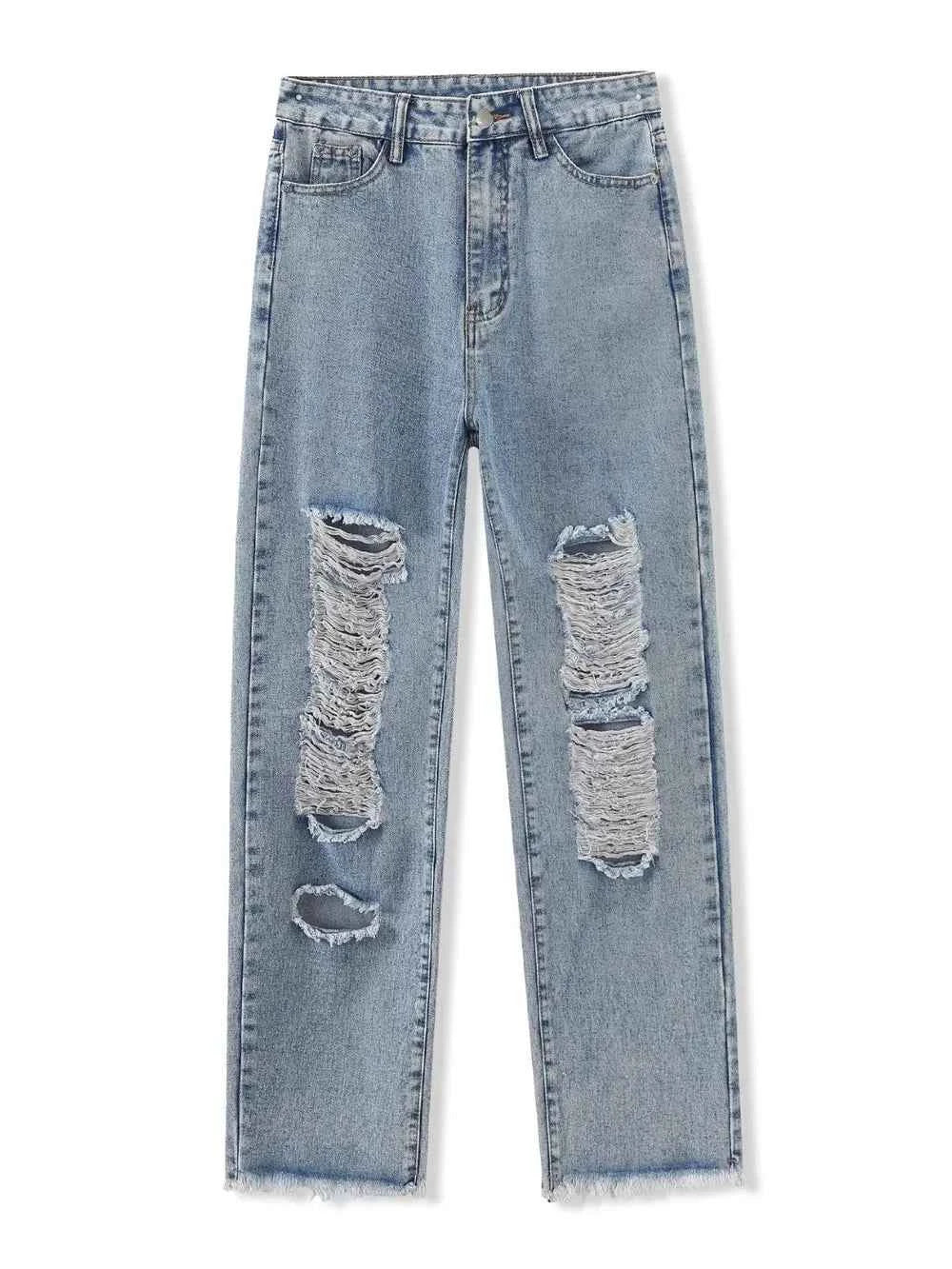 Distressed Raw Hem Jeans