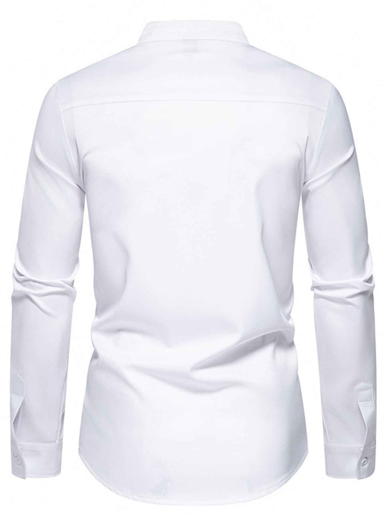 Men's Geometric Print Asymmetrical Button Shirt