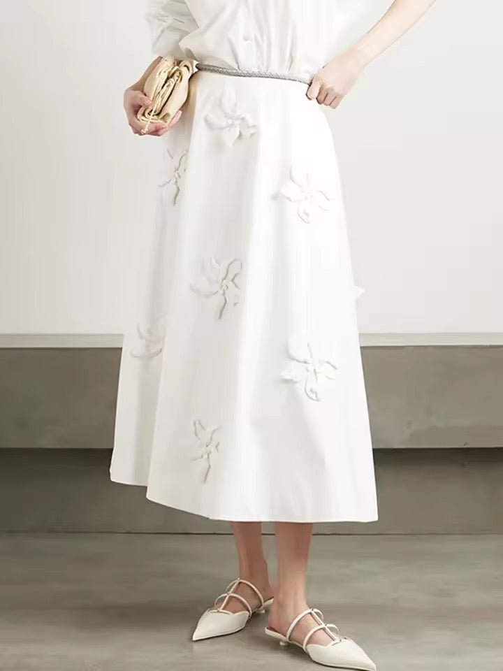 Spliced Appliques Elegant A-line Skirt