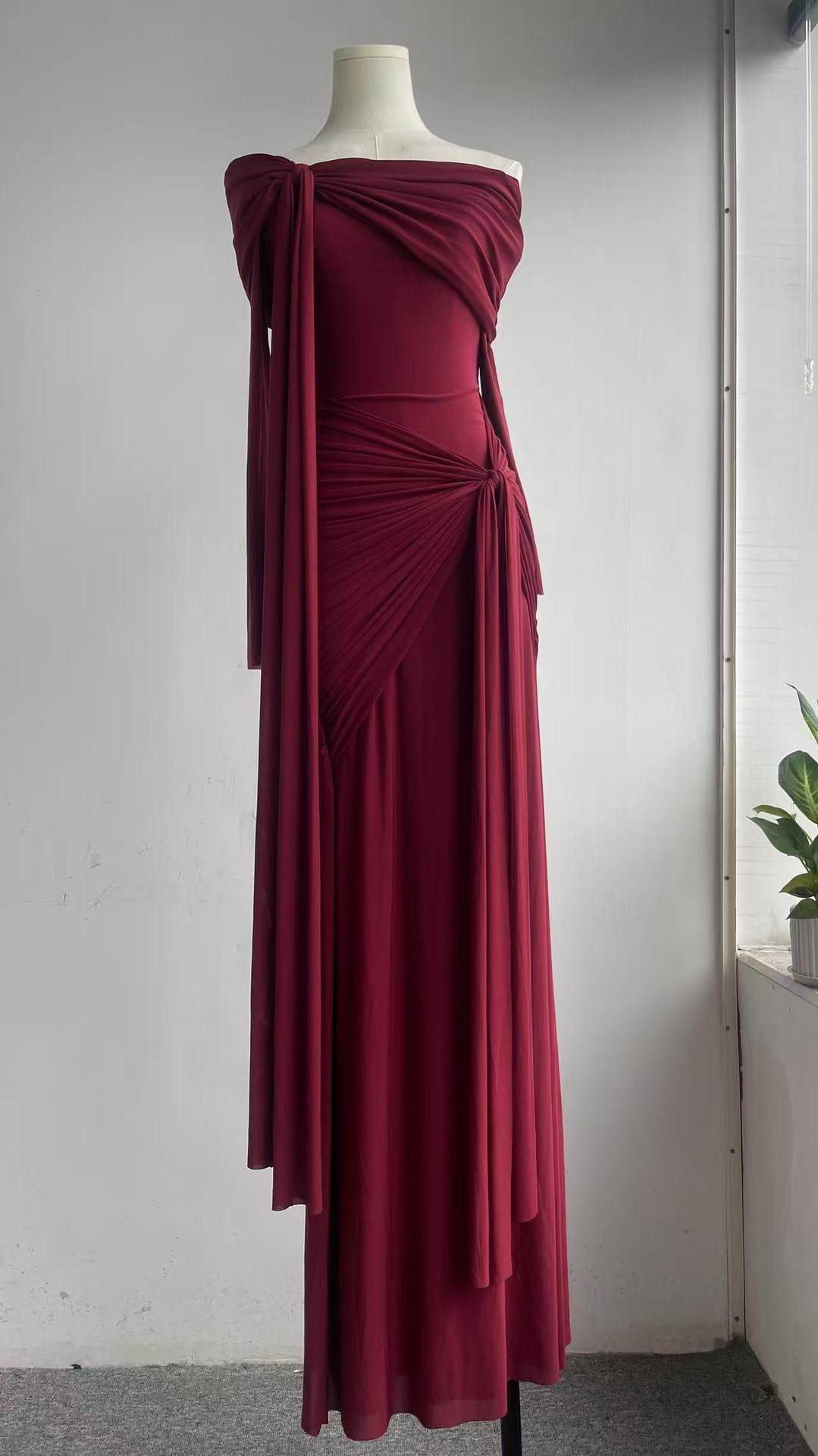 Off-shoulder Long Sleeve Sexy Maxi Dress