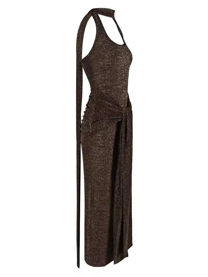 Scarf Collar Strapless Sexy Long Maxi Dress