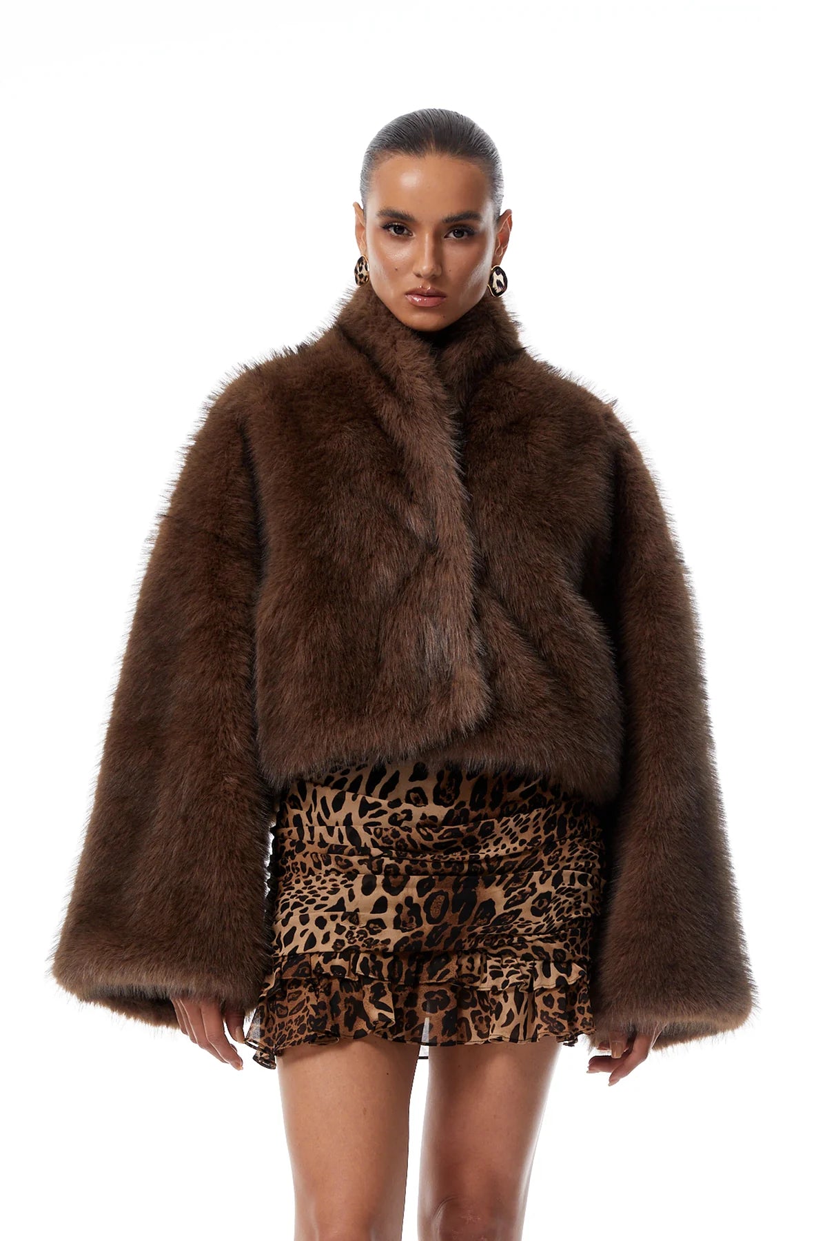 Brown Faux-Fur Short Coat