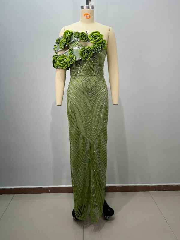 Emerald Bloom Goddess Gown