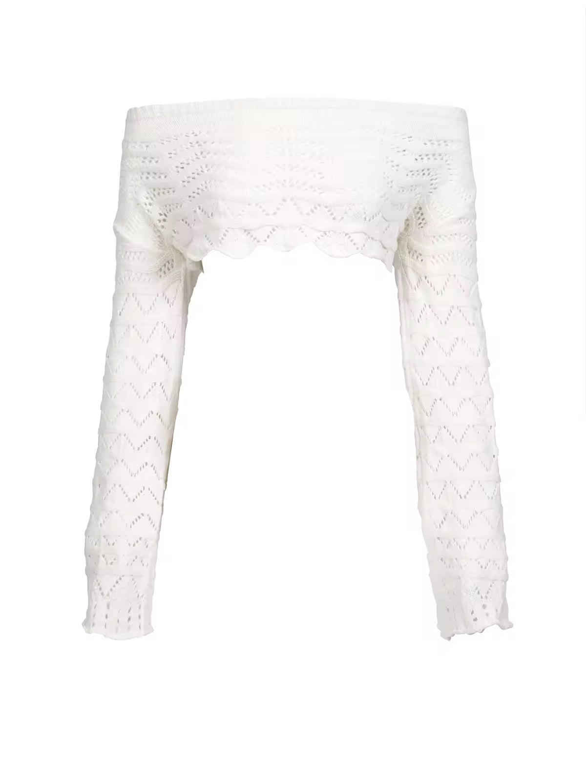 Sexy Knit One-neck Long Sleeve Short Top Drawstring Half Skirt Beach Two-piece