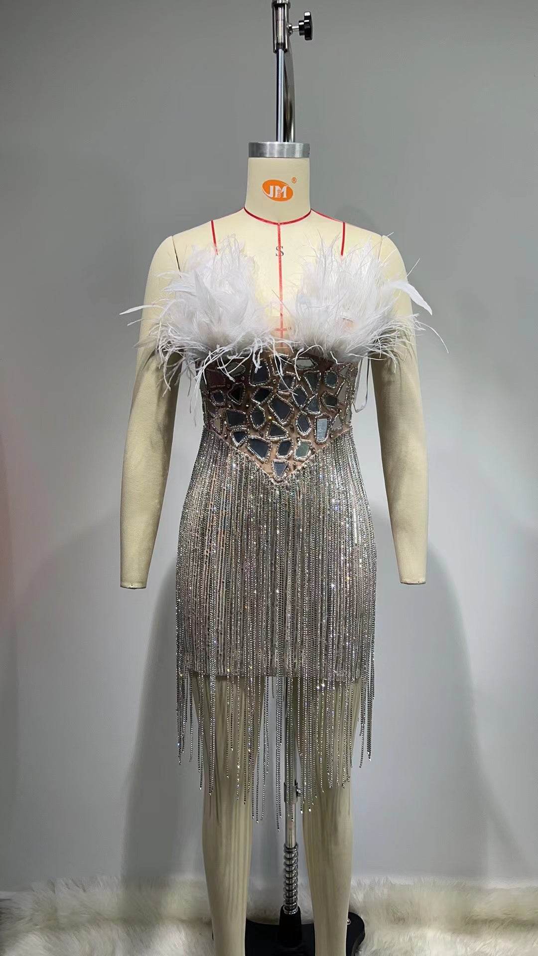 Riri feather rhinestone dress - REBECATHELABEL