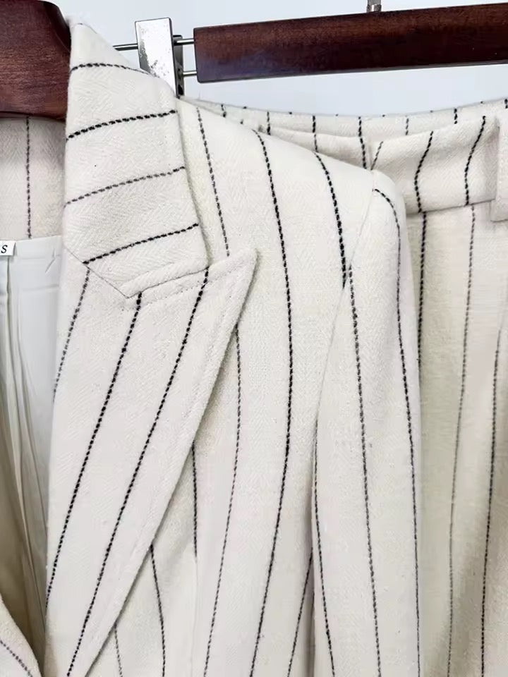 Striped Slim Fit Suit Pants Set,