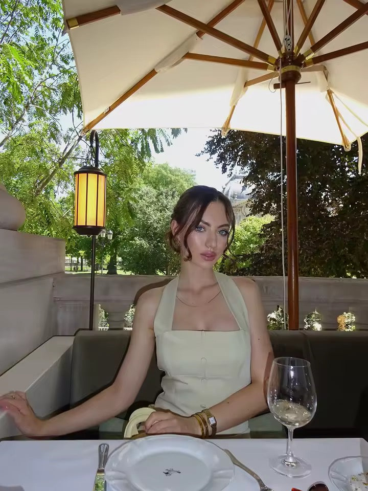 Halter Solid Button Maxi Dress