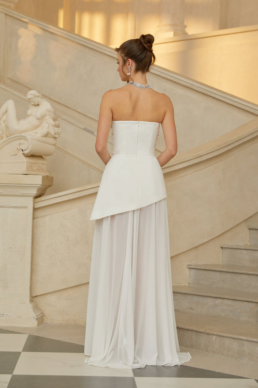 White Embellished Dress & Skirt Set