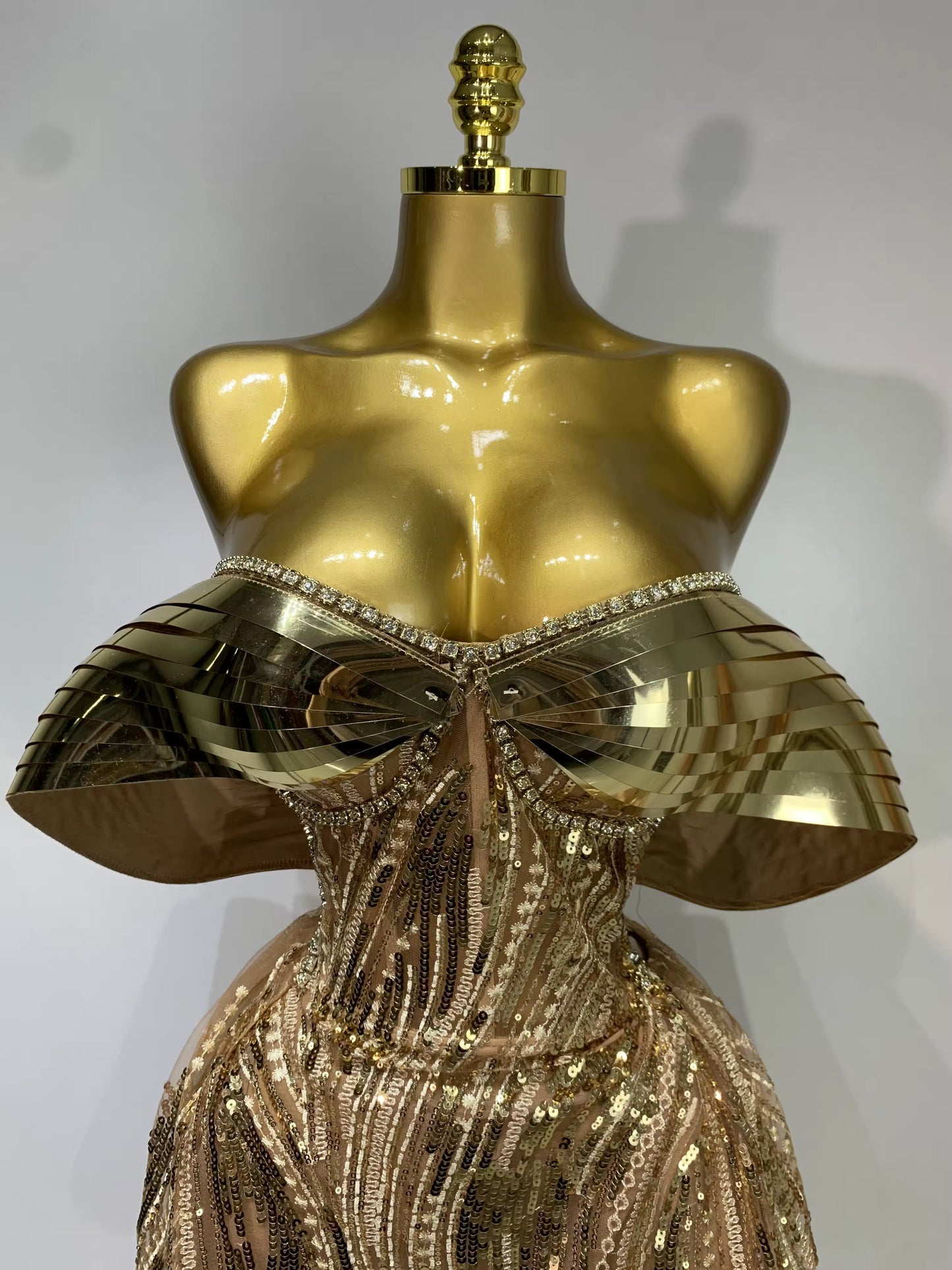 Rhinestone Sequins See Thourgh Birthday Gown Sexy Off Shoulder