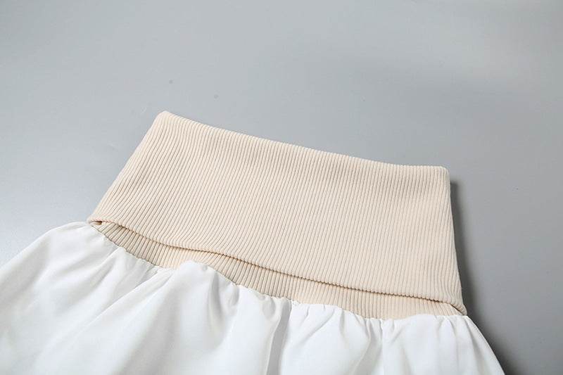 Off Shoulder Halter Sexy Long Sleeved Shirt Stitching Skirt set - REBECATHELABEL