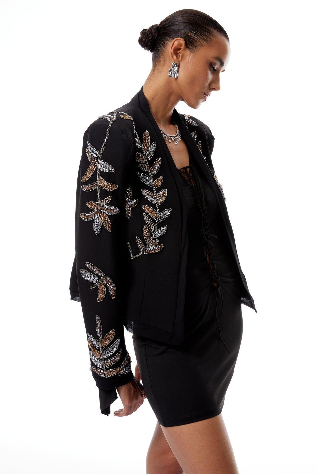 Embellished Leaf Motif Jacket