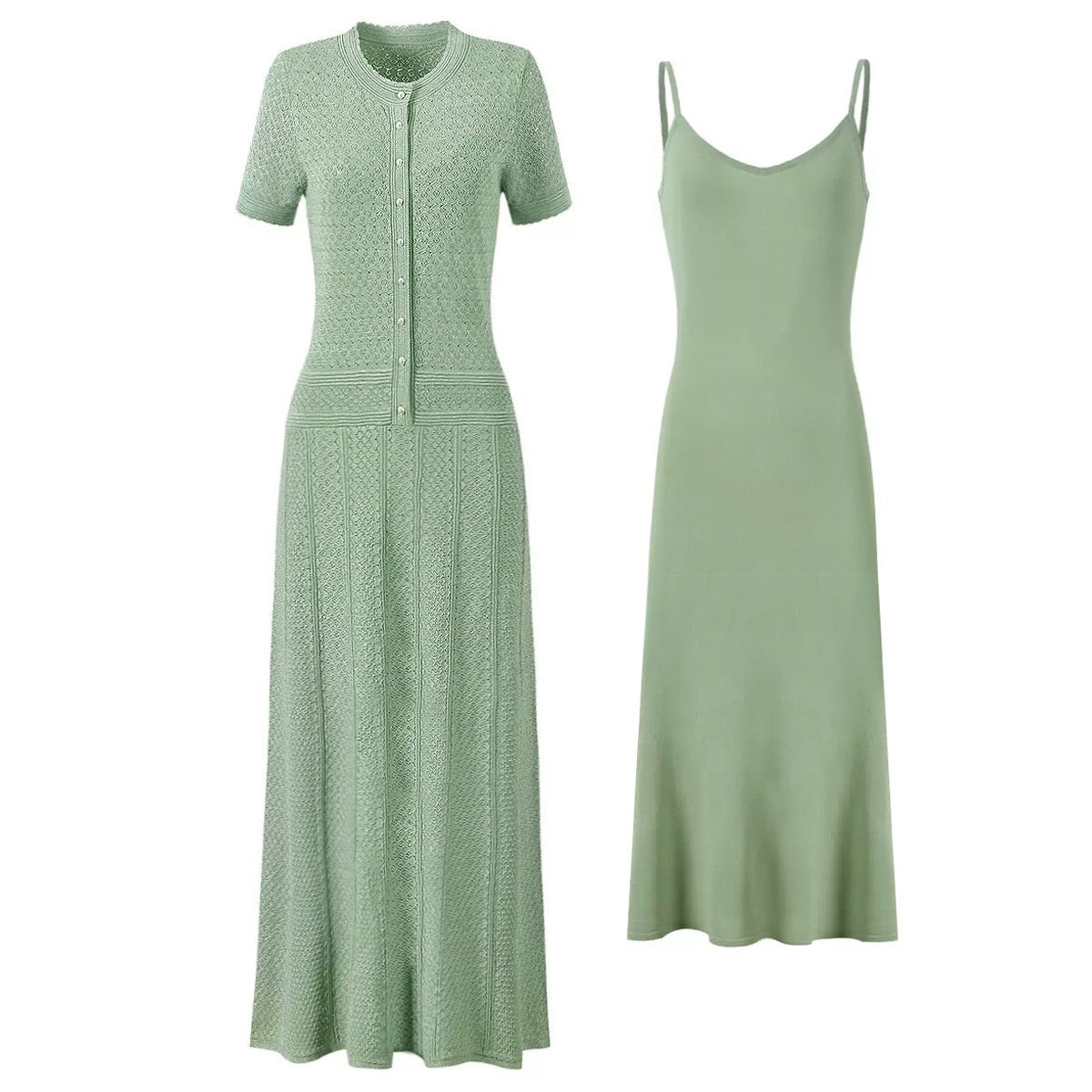 short-sleeved knitted decorative dress