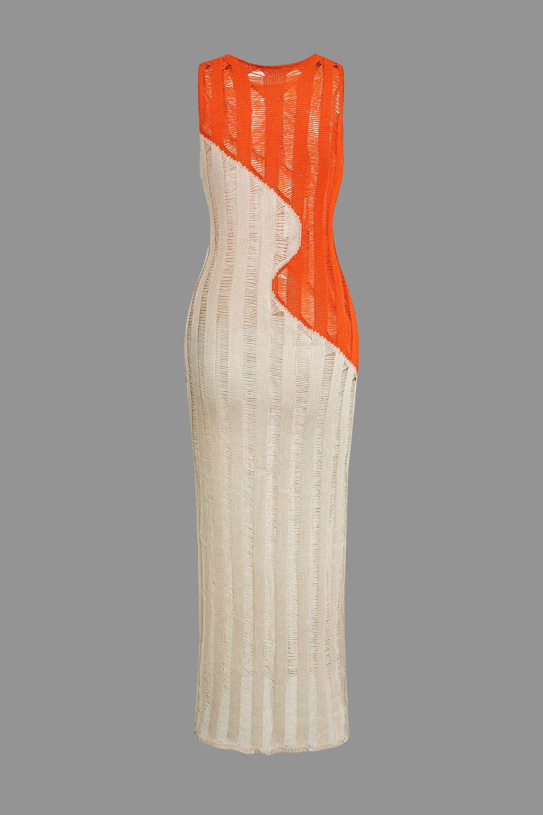 Contrast Distressed Ladder Knit Dress - REBECATHELABEL