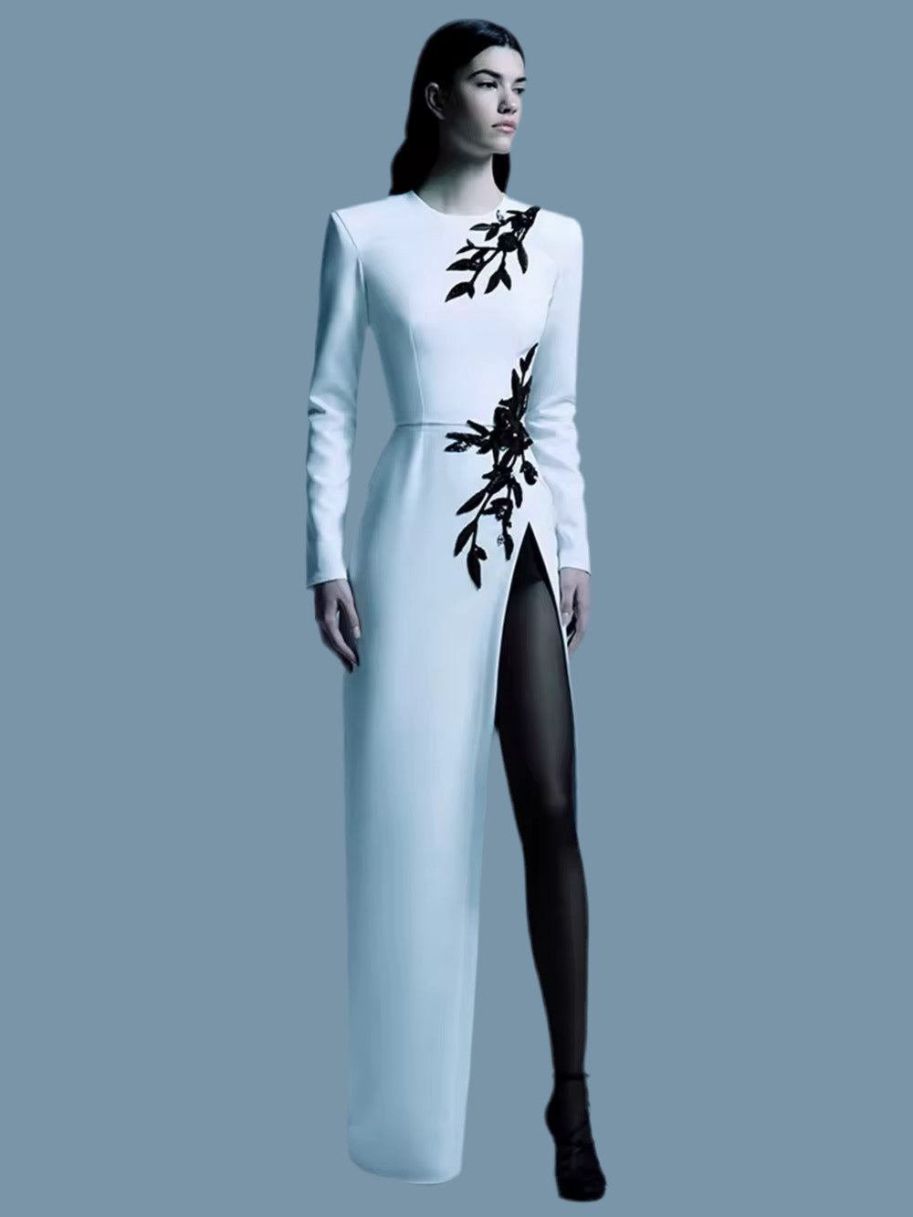 Bead Slim White dress