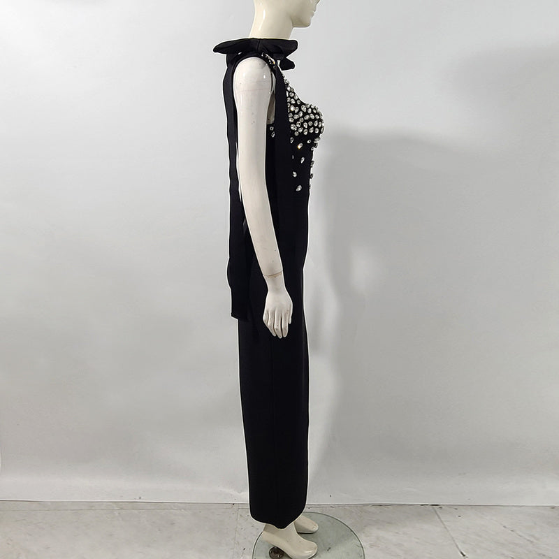 Spaghetti Straps Bow Rhinestones Mini Bandage Dress