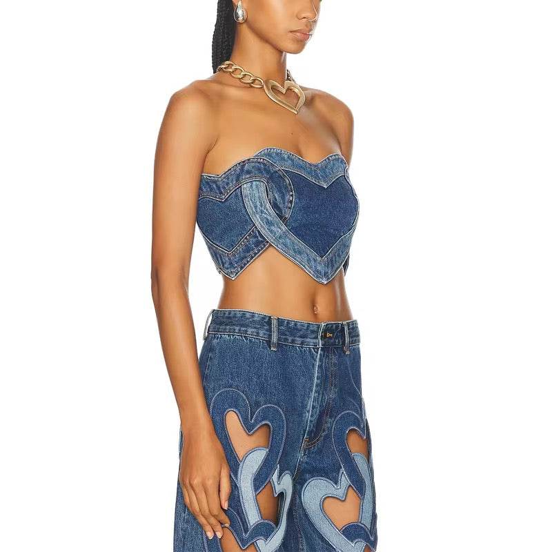 Belynda denim pant set - REBECATHELABEL