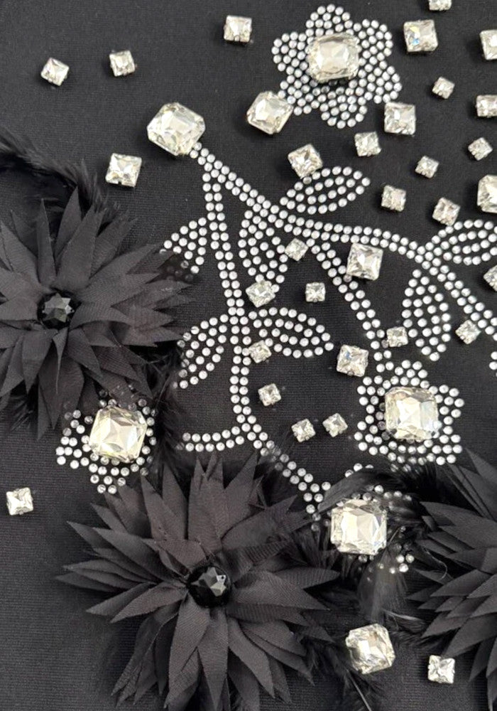 Crystal Feather Dress Black